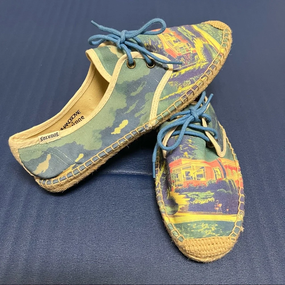We Are Welcome Soludos Espadrilles Rare Blue Lace Size 8